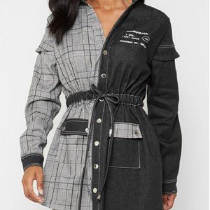 Maniere De Voir Check Denim Shirt Dress